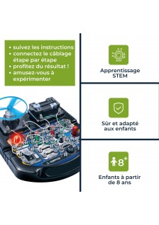 KIT DE 18 EXPÉRIENCES ÉLECTRONIQUES LED VENTILATEUR ET SON - KNS110