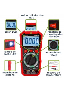 MULTIMÈTRE CAT III - 600V - DE 200mA À 10A FONCTION SANS CONTACT