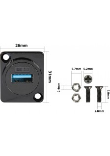 PRISE DE TRAVERSÉE USB 2 POUR MONTAGE SUR CHÂSSIS