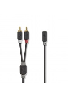 CORDON AUDIO STÉRÉO 2xRCA MÂLE 3.5mm FEMELLE PLAQUÉ OR - 0.20m