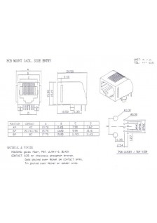 CONNECTEUR MODULAIRE POUR CI RJ12 6P6C, VERSION COUDÉ